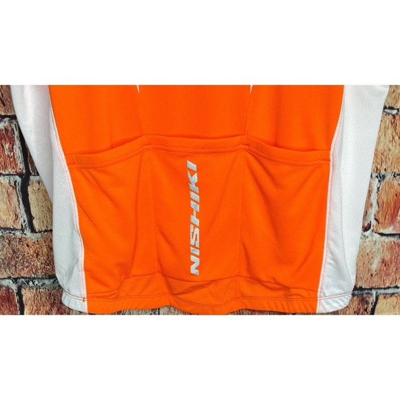 Nishiki Men's 1/4 Zip Orange White Breathable High Visibility XL Cycling Jersey - Picture 7 of 8